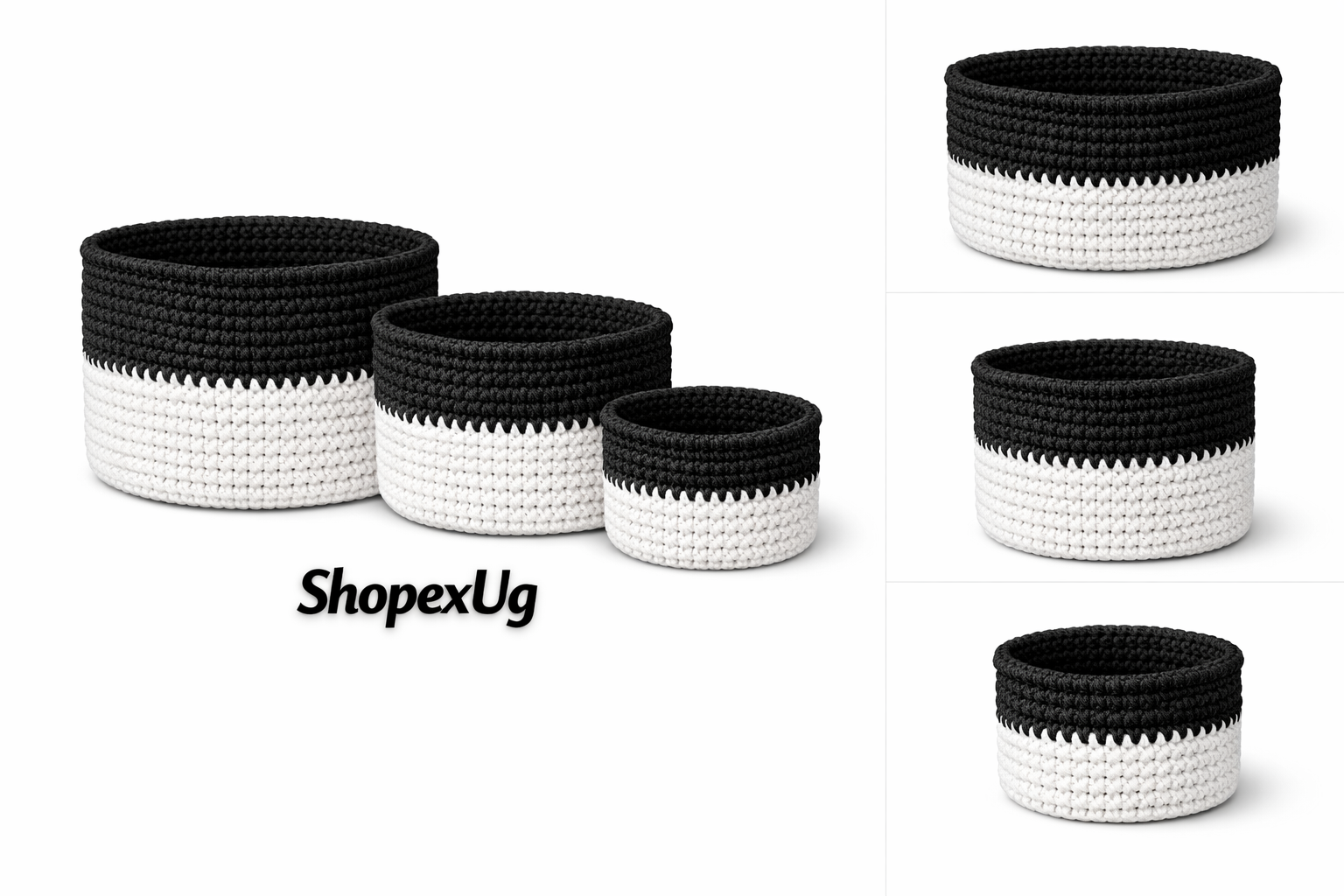 CROCHET BASKET SET 3 PIECES